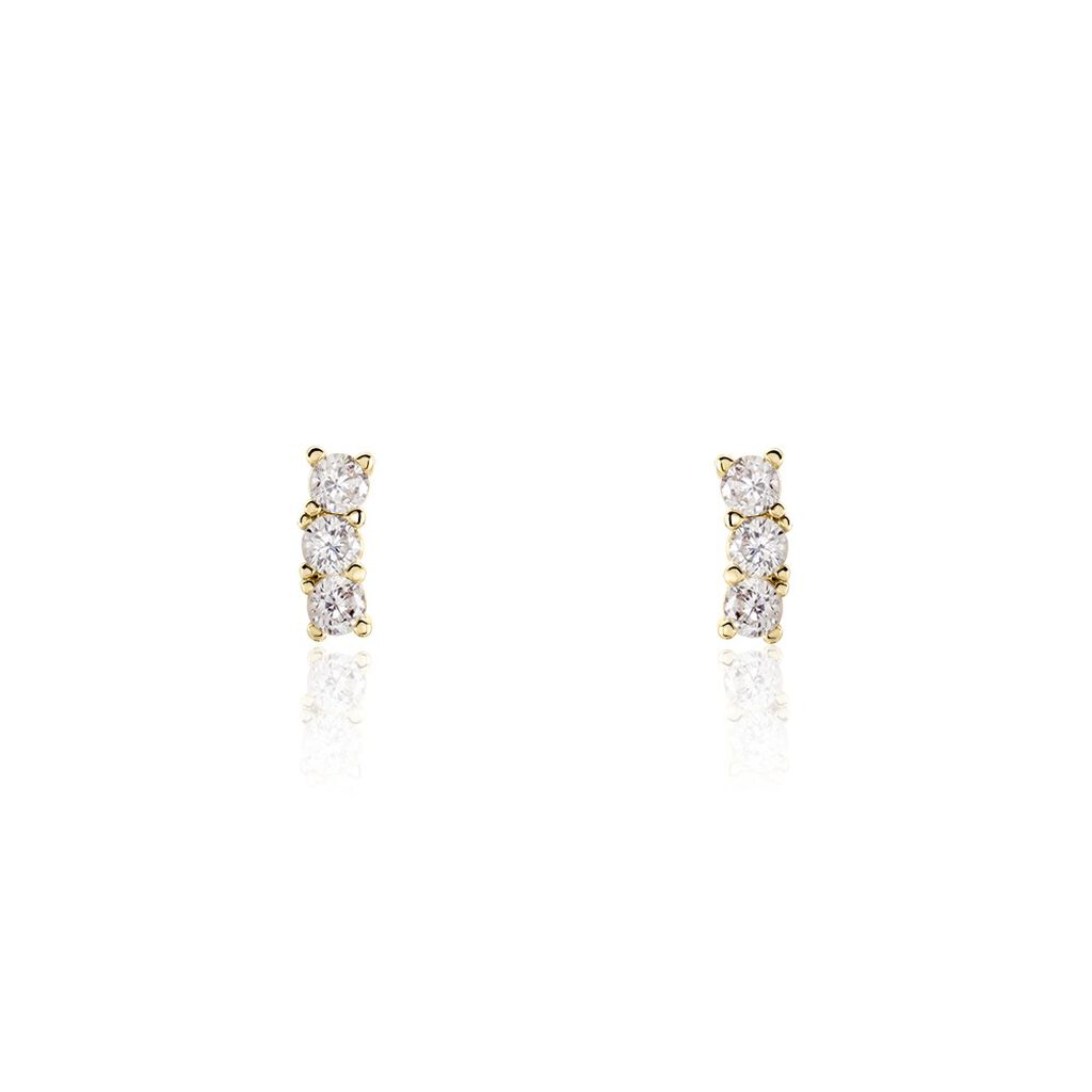 Boucles D'oreilles Puces Plaqué Or Jaune Alodia Oxydes De Zirconium - Boucles d'oreilles fantaisie Femme | Histoire d’Or