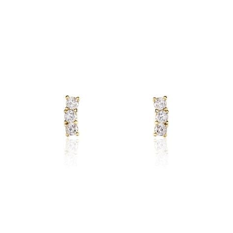 Boucles D'oreilles Puces Plaqué Or Jaune Alodia Oxydes De Zirconium - Boucles d'oreilles fantaisie Femme | Histoire d’Or