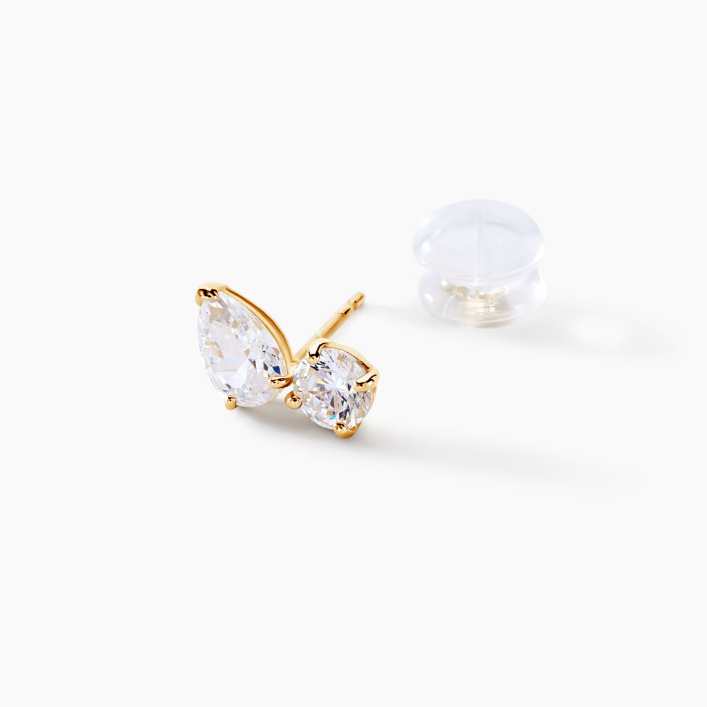 Boucles D'oreilles Puces Shiny Garden Or Jaune Oxyde De Zirconium - Clous d'oreilles Femme | Histoire d’Or