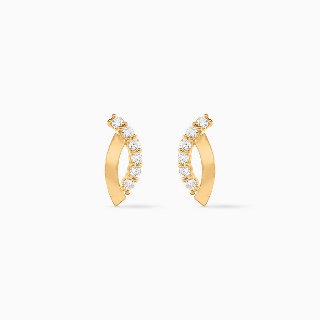 Boucles D'oreilles Puces Helvi Or Jaune Oxyde De Zirconium - Clous d'oreilles Femme | Histoire d&rsquo;Or