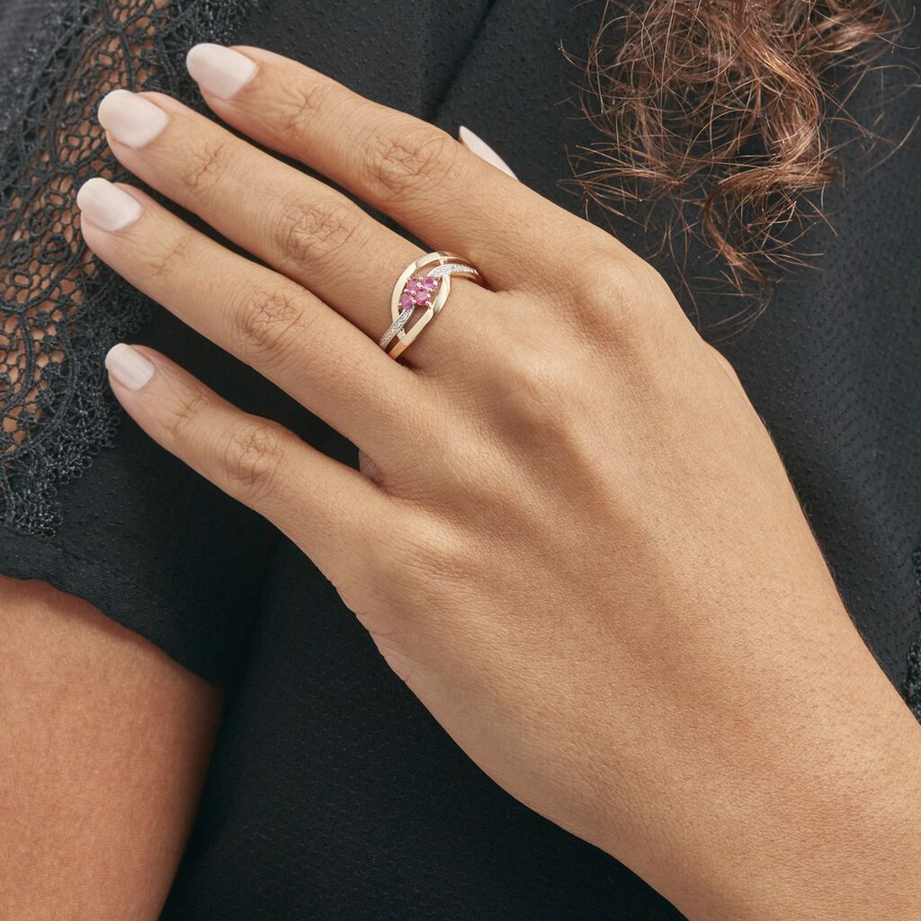 Bague Hoela Or Jaune Diamant Et Rubis - Bagues avec pierre Femme | Histoire d’Or