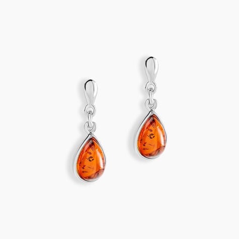 Boucles D'oreilles Argent Blanc Ilena Ambre - Boucles d'oreilles fantaisie Femme | Histoire d’Or