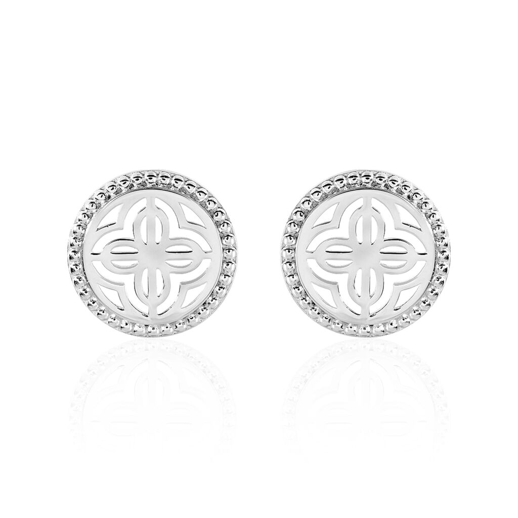 Boucles D'oreilles Puces Laetizia Celine Argent Blanc - Boucles d'oreilles fantaisie Femme | Histoire d’Or