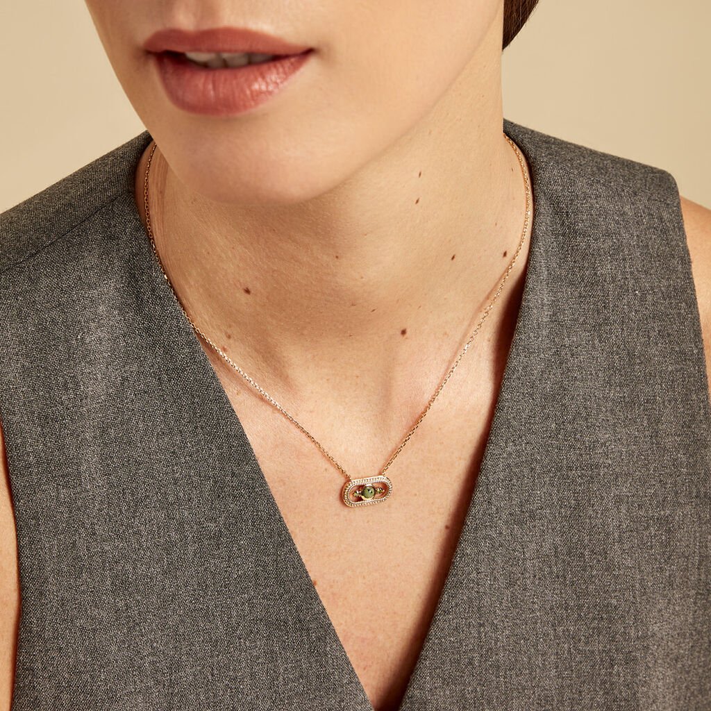 Collier Jasmee Plaque Or Jaune Pierre De Synthese Oxyde De Zirconium - Colliers Femme | Histoire d’Or
