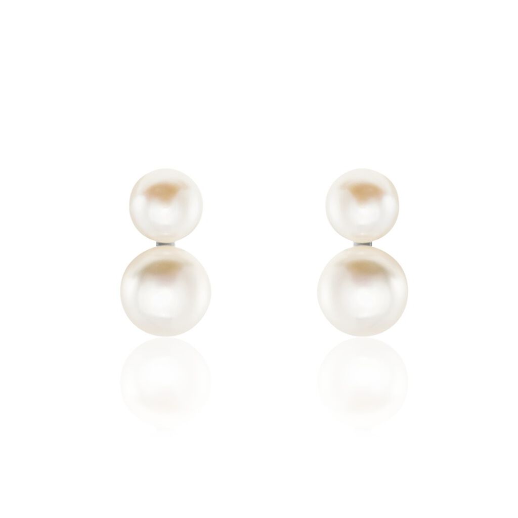 Boucles D'oreilles Clips Argent Blanc Viano Perles Oxydes - Boucles d'oreilles fantaisie Femme | Histoire d’Or