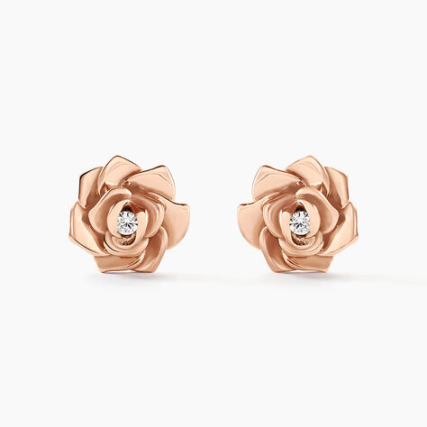 Boucles D'oreilles Puces Jannea Argent Rose Oxyde De Zirconium - Boucles d'oreilles fantaisie Femme | Histoire d’Or