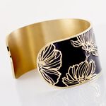 Bracelet Jonc Willem Acier Dore Smalto Noir - Bracelets joncs Femme | Histoire d&rsquo;Or