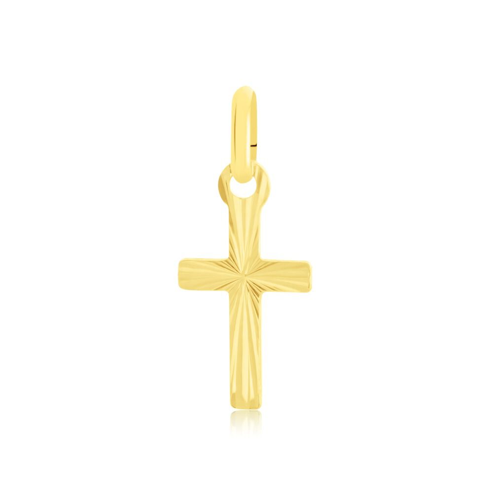 Pendentif Croix Dorée Signé Stephanie Sériès - Occasion - Bijou Vintage ?