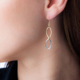 Boucles D'oreilles Pendantes Lucette Or Bicolore - Boucles d'oreilles pendantes Femme | Histoire d’Or