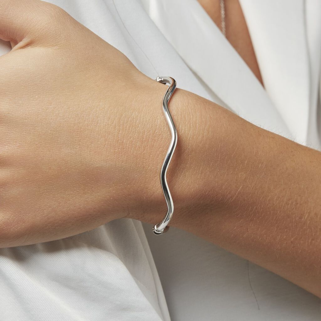 Bracelet Jonc Jennie Ondule Or Blanc - Bracelets joncs Femme | Histoire d’Or