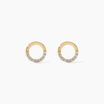 Boucles D'Oreilles Puces Rimya Argent Dor&eacute; A L'Or 750/1000 Oxyde De Zirconium - Boucles d'oreilles fantaisie Enfant | Histoire d&rsquo;Or