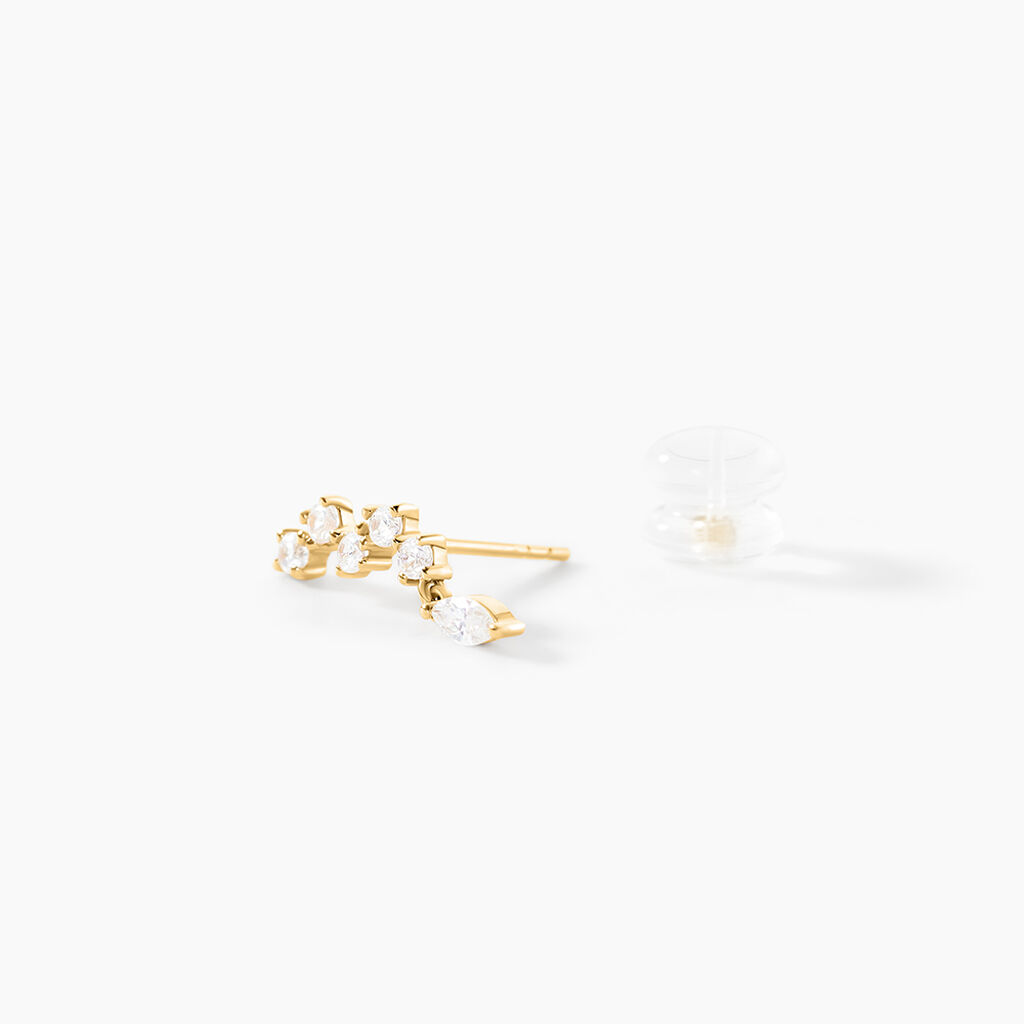 Boucles D'Oreilles Puces Sparkle Or Jaune Oxyde De Zirconium - Clous d'oreilles Femme | Histoire d&rsquo;Or