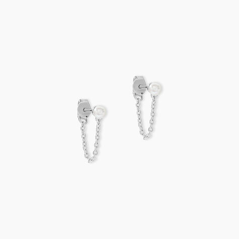 Boucles D'oreilles Pendantes Argent Blanc Leent Perles De Culture - Boucles d'oreilles fantaisie Femme | Histoire d&rsquo;Or