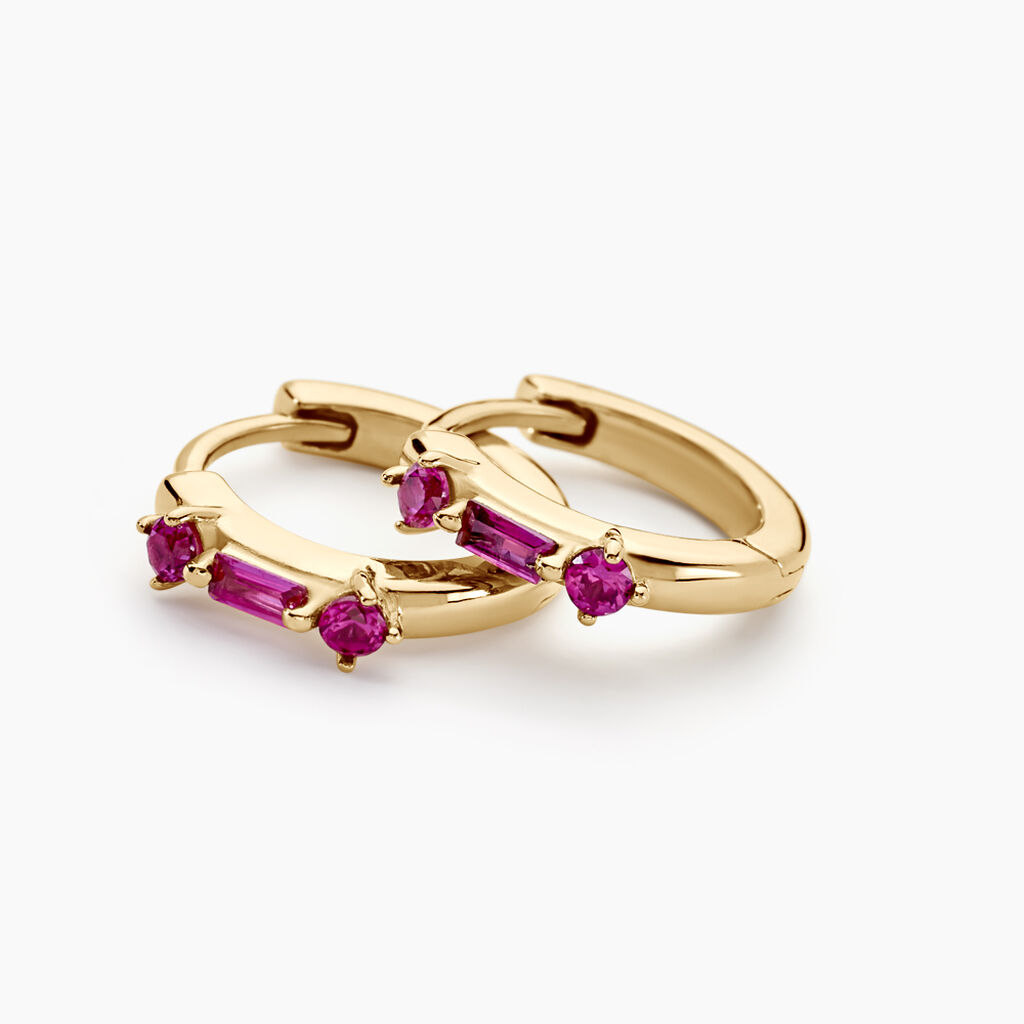Créoles Gianna Plaqué Or Jaune Oxyde De Zirconium Pierre De Synthese - Boucles d'oreilles créoles Femme | Histoire d’Or