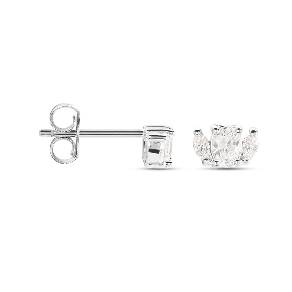 Boucles D'oreilles Puces Winter Sweetness Argent Blanc Oxyde - Boucles d'oreilles fantaisie Femme | Histoire d’Or