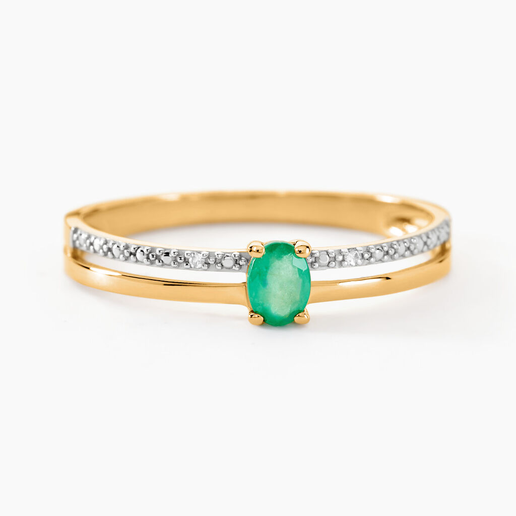 Bague Emeald Is The New Black Or Jaune Emeraude Diamant - Bagues solitaires Femme | Histoire d’Or