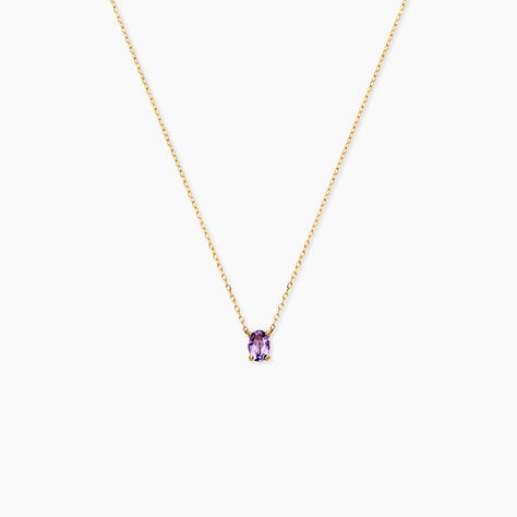 Collier Ovale Or Jaune Am&eacute;thyste - Colliers Femme | Histoire d&rsquo;Or