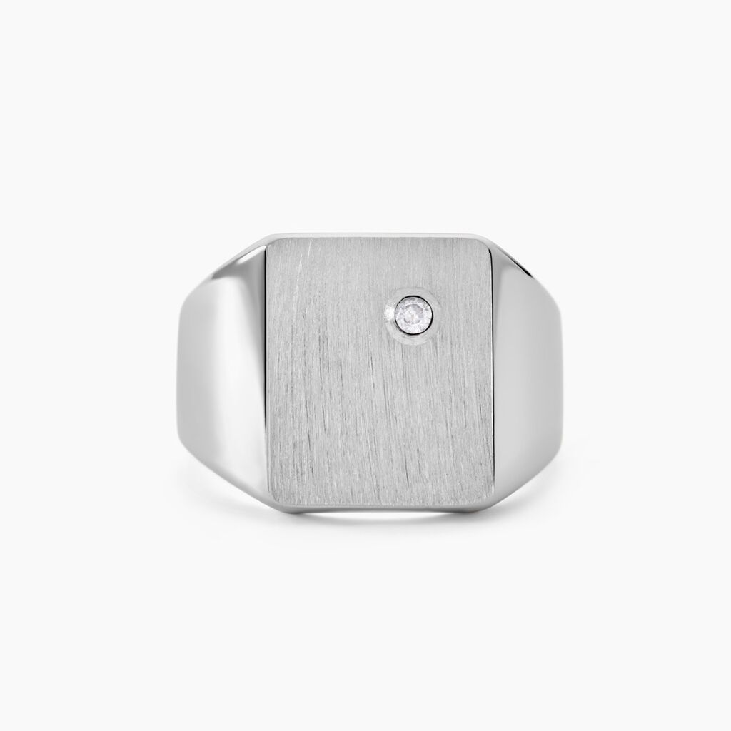 Chevalière Nataniel Argent Blanc Oxyde De Zirconium - Chevalières Homme | Histoire d’Or