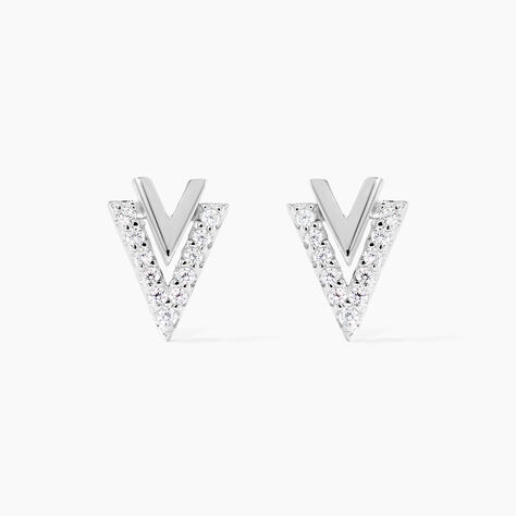 Boucles D'oreilles Puces Guenolee Argent Blanc Oxyde De Zirconium - Boucles d'oreilles fantaisie Femme | Histoire d&rsquo;Or