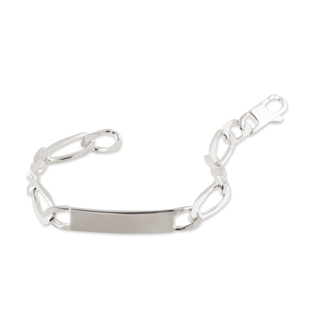 Bracelet Identité Vila Maille Alternee 1/2 Argent Blanc - Gourmettes Homme | Histoire d’Or