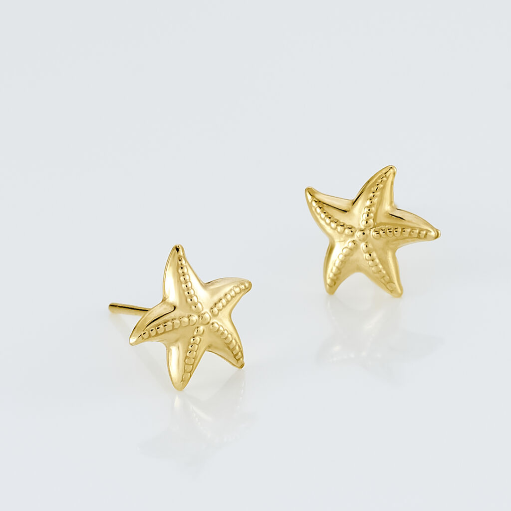 Boucles D'oreilles Puces Alphonsine Etoile De Mer Or Jaune - Clous d'oreilles Femme | Histoire d’Or