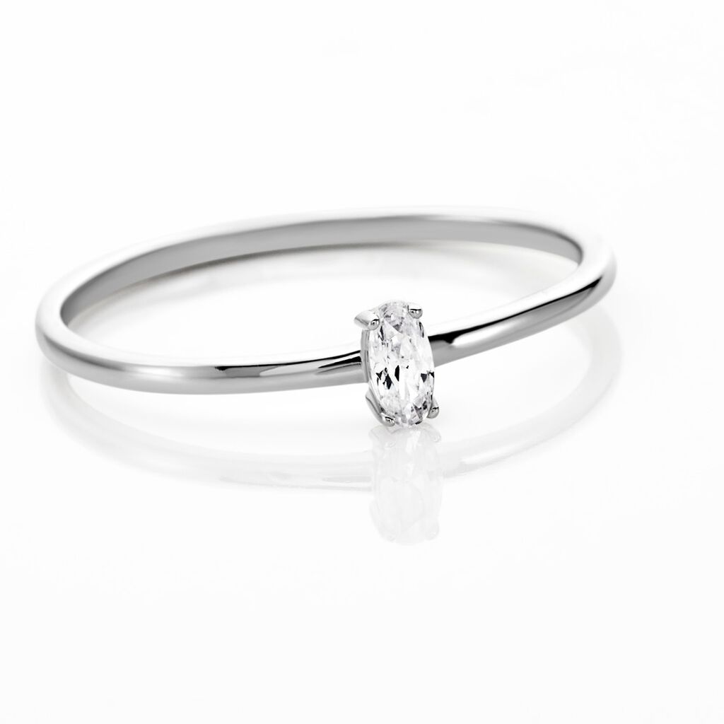 Bague Solitaire Argent Blanc  1er Solitaire Oxyde De Zirconium - Bagues solitaires Femme | Histoire d&rsquo;Or