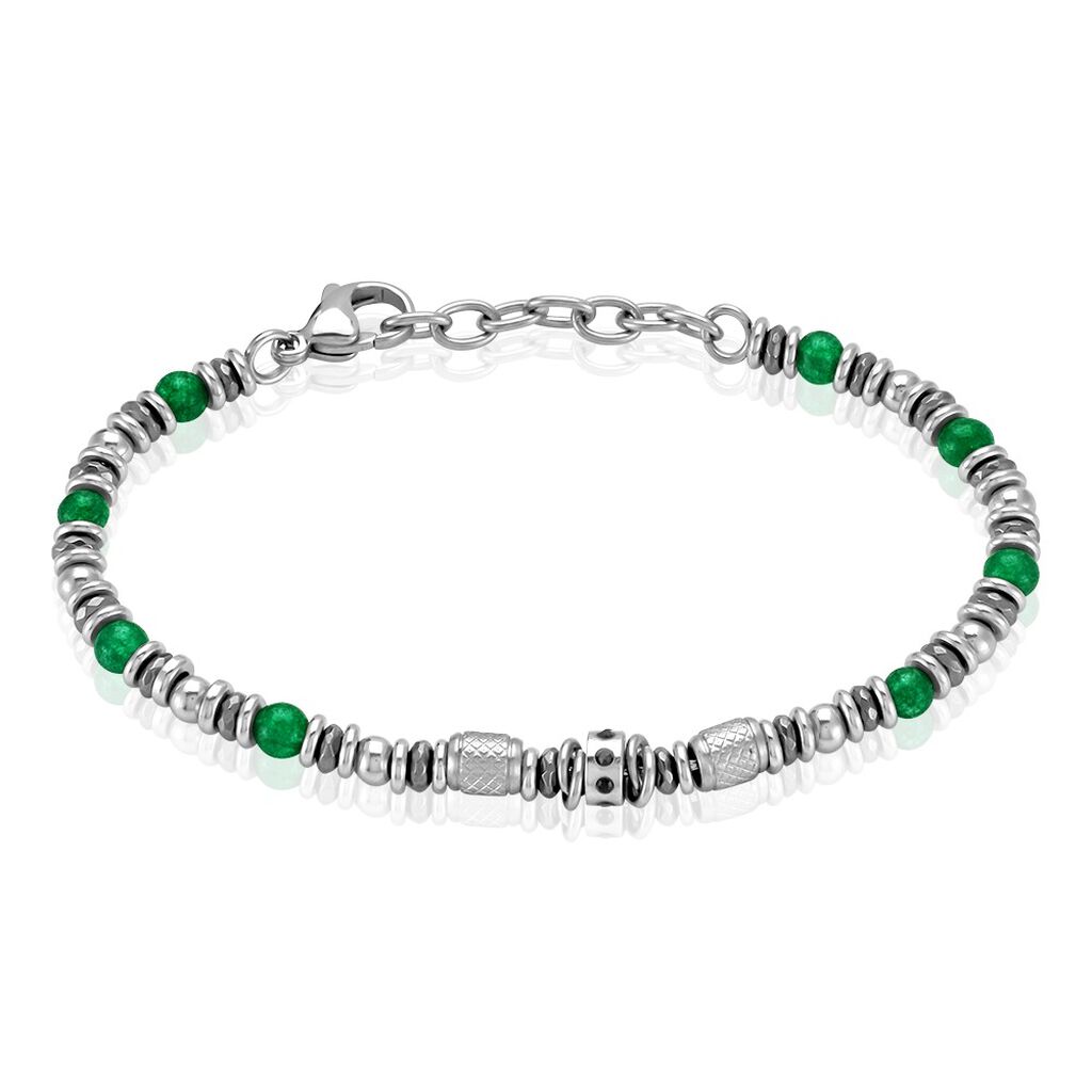 Bracelet Cliff Acier Gris Aventurine Hématite Oxyde De Zirconium