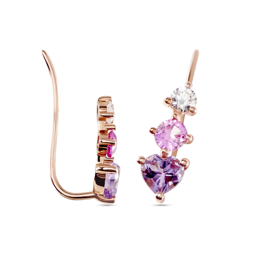 Boucles D'oreilles Lauressa Or Rose Amethyste Violet Oxyde - Clous d'oreilles Femme | Histoire d&rsquo;Or