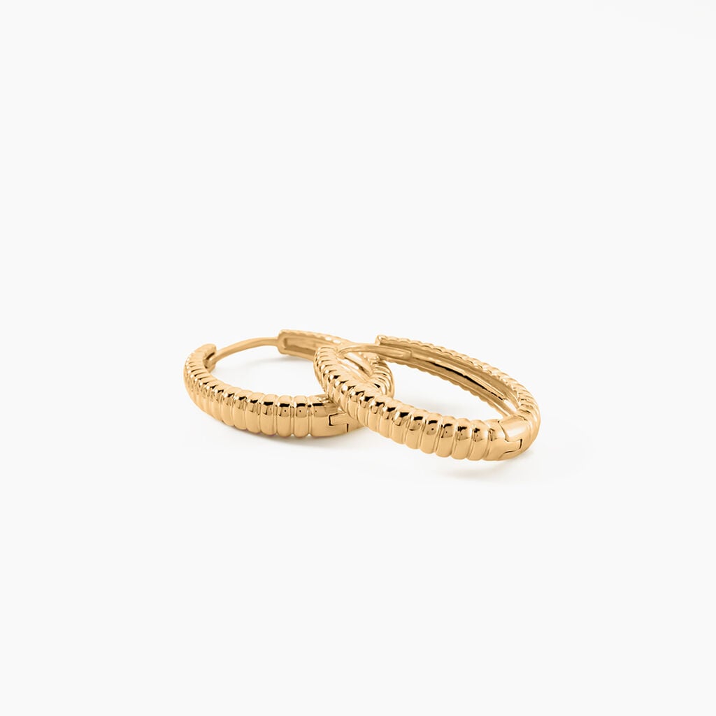 Cr&eacute;oles Ribbed Plaqu&eacute; Or Jaune - Cr&eacute;oles fantaisie Femme | Histoire d&rsquo;Or