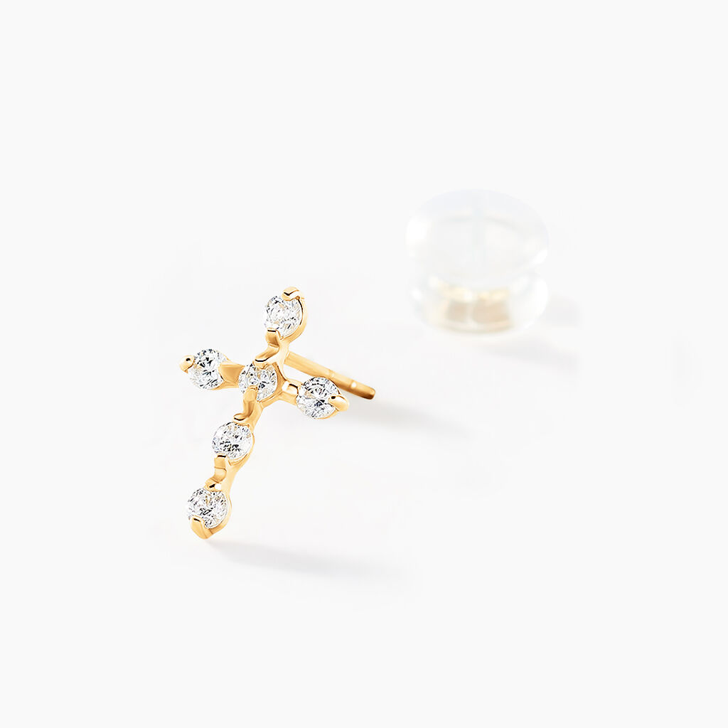 Boucles D'oreilles Puces Jesusa Or Jaune Oxyde De Zirconium - Clous d'oreilles Femme | Histoire d’Or