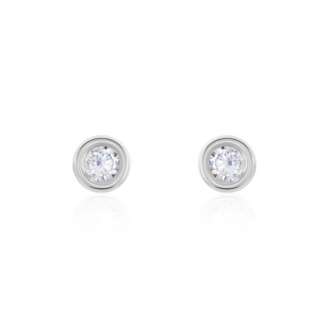Boucles D'oreilles Puces Eden Serti Pneu Or Blanc Oxyde De Zirconium - Clous d'oreilles Femme | Histoire d’Or