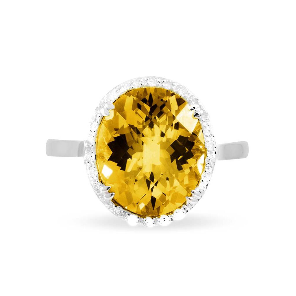 Bague Anna Or Blanc Citrine Et Diamant - Bagues solitaires Femme | Histoire d&rsquo;Or