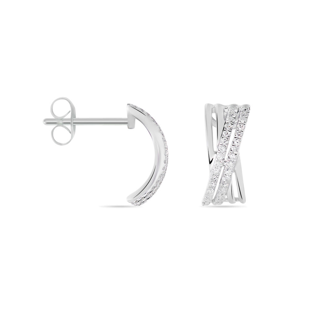 Boucles D'oreilles Puces Julianne Or Blanc Diamant - Clous d'oreilles Femme | Histoire d’Or