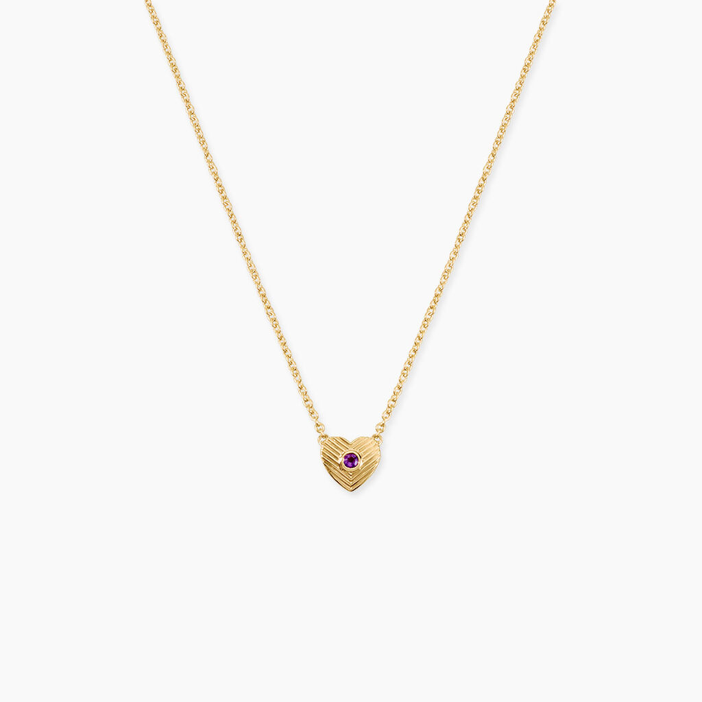 Collier Beileag Argent Dor&eacute; A L'Or 750/1000 Am&eacute;thyste - Colliers pierre Femme | Histoire d&rsquo;Or