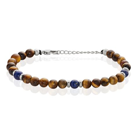 Bracelet Acier Blanc Delfino œil De Tigre Sodalite - Bracelets Lithothérapie Homme | Histoire d’Or