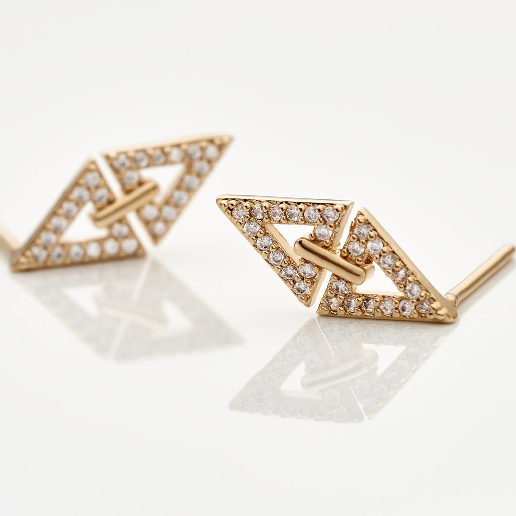 Boucles D'oreilles Izia Plaqué Or Jaune Oxydes De Zirconium - Boucles d'oreilles fantaisie Femme | Histoire d’Or