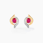 Boucles D'oreilles Puces Lydia Or Bicolore Rubis - Clous d'oreilles Femme | Histoire d&rsquo;Or