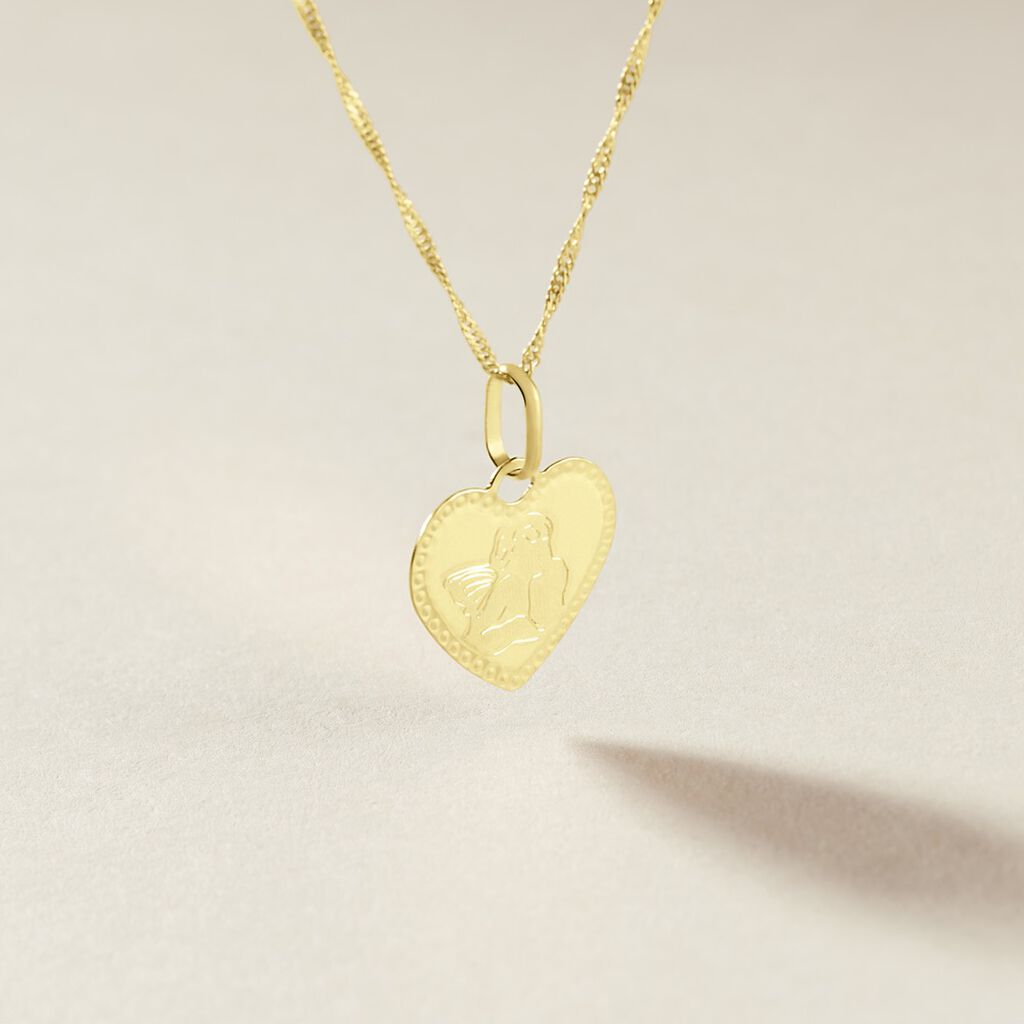 Pendentif Ange Coeur Or Jaune - Pendentifs Baptême Famille | Histoire d’Or