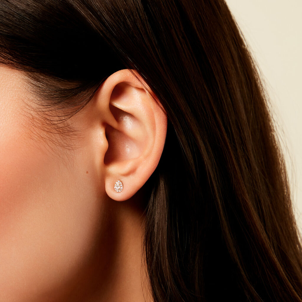 Boucles D'Oreilles Puces Pilvi Or Jaune Oxyde De Zirconium - Clous d'oreilles Femme | Histoire d&rsquo;Or