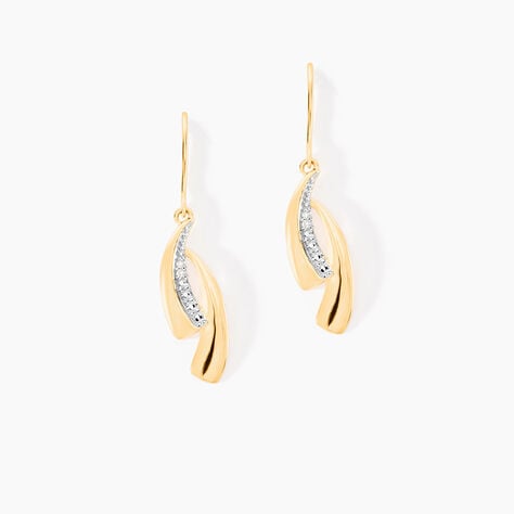 Boucles D'oreilles Pendantes Aube Or Bicolore Diamant - Boucles d'oreilles pendantes Femme | Histoire d’Or