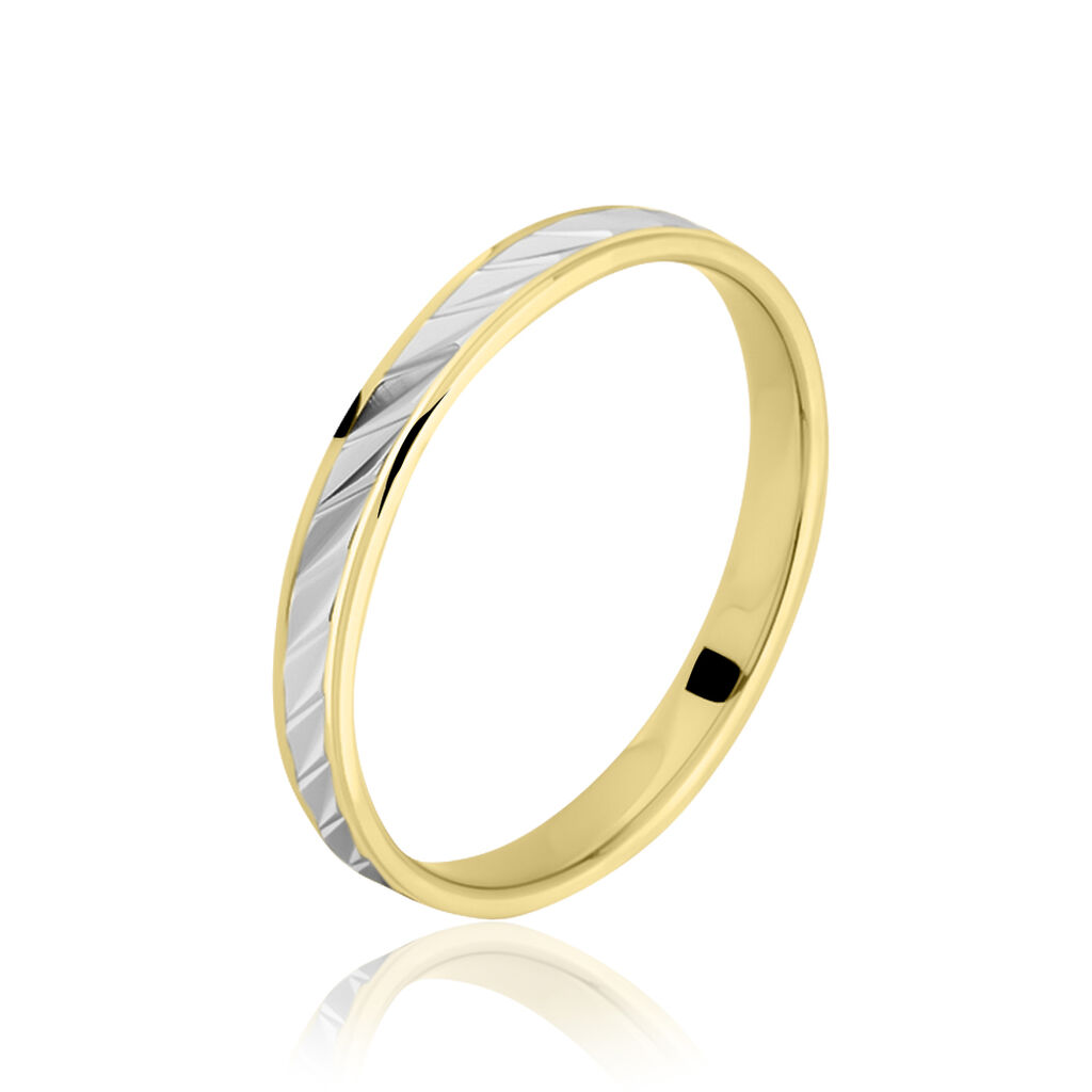 Alliance Faceteana Ruban Plat Or Bicolore - Alliances Unisex | Histoire d’Or