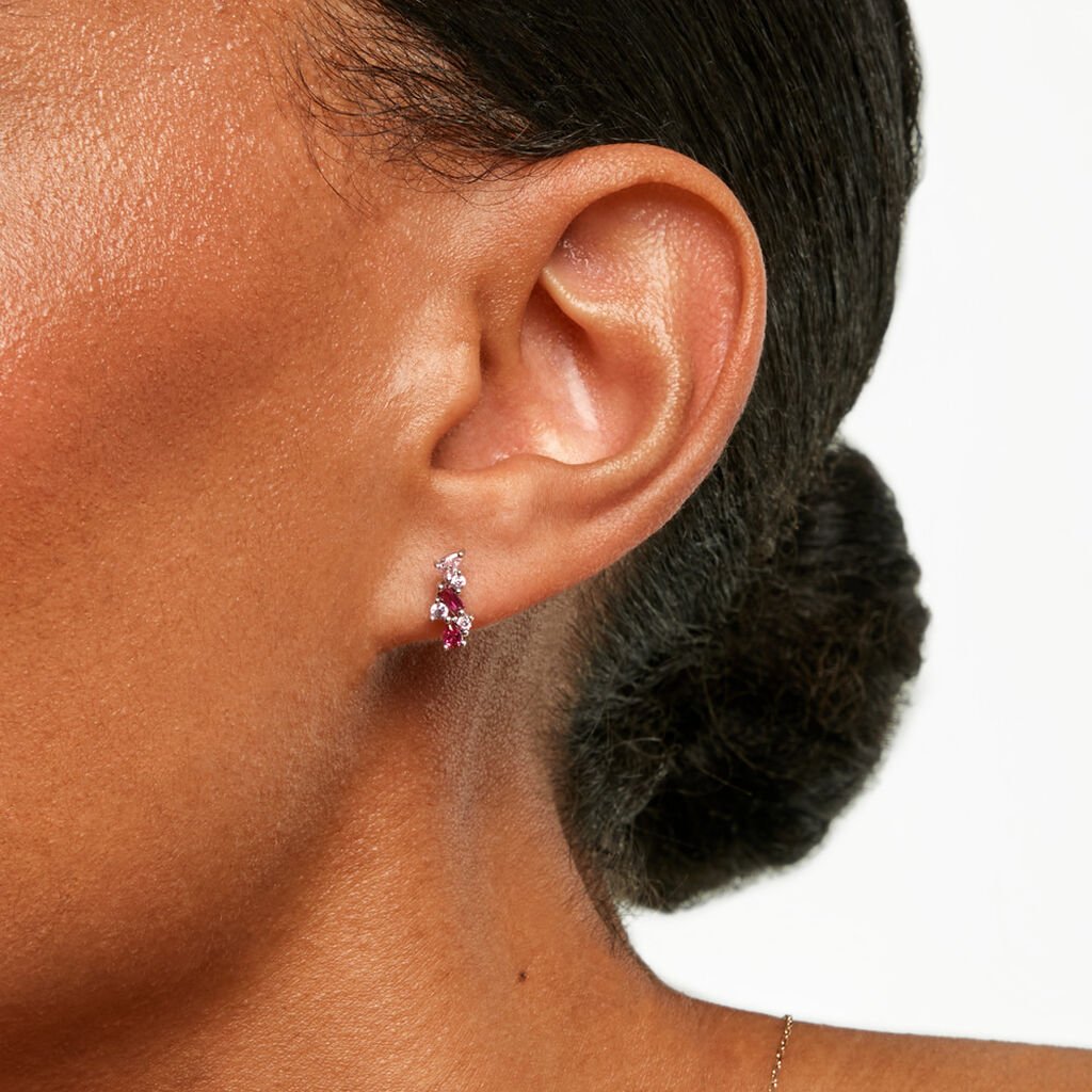 Boucles D'Oreilles Puces Blush Argent Blanc Oxyde De Zirconium - Boucles d'oreilles fantaisie Femme | Histoire d&rsquo;Or