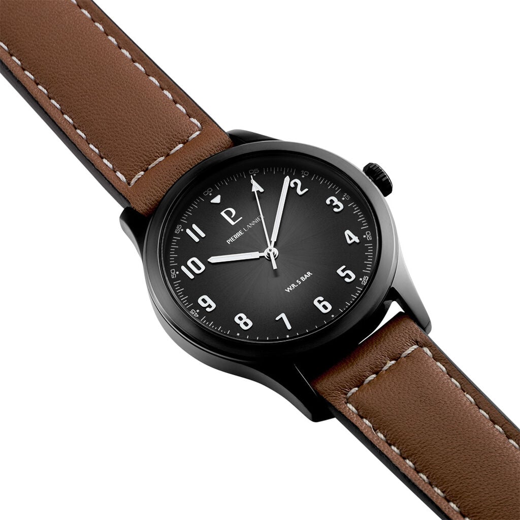 Montre Pierre Lannier Aviateur Noir - Id&eacute;es cadeaux Homme | Histoire d&rsquo;Or