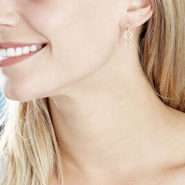 Boucles D'oreilles Pendantes Lutzele Or Bicolore Oxyde De Zirconium - Boucles d'oreilles pendantes Femme | Histoire d’Or