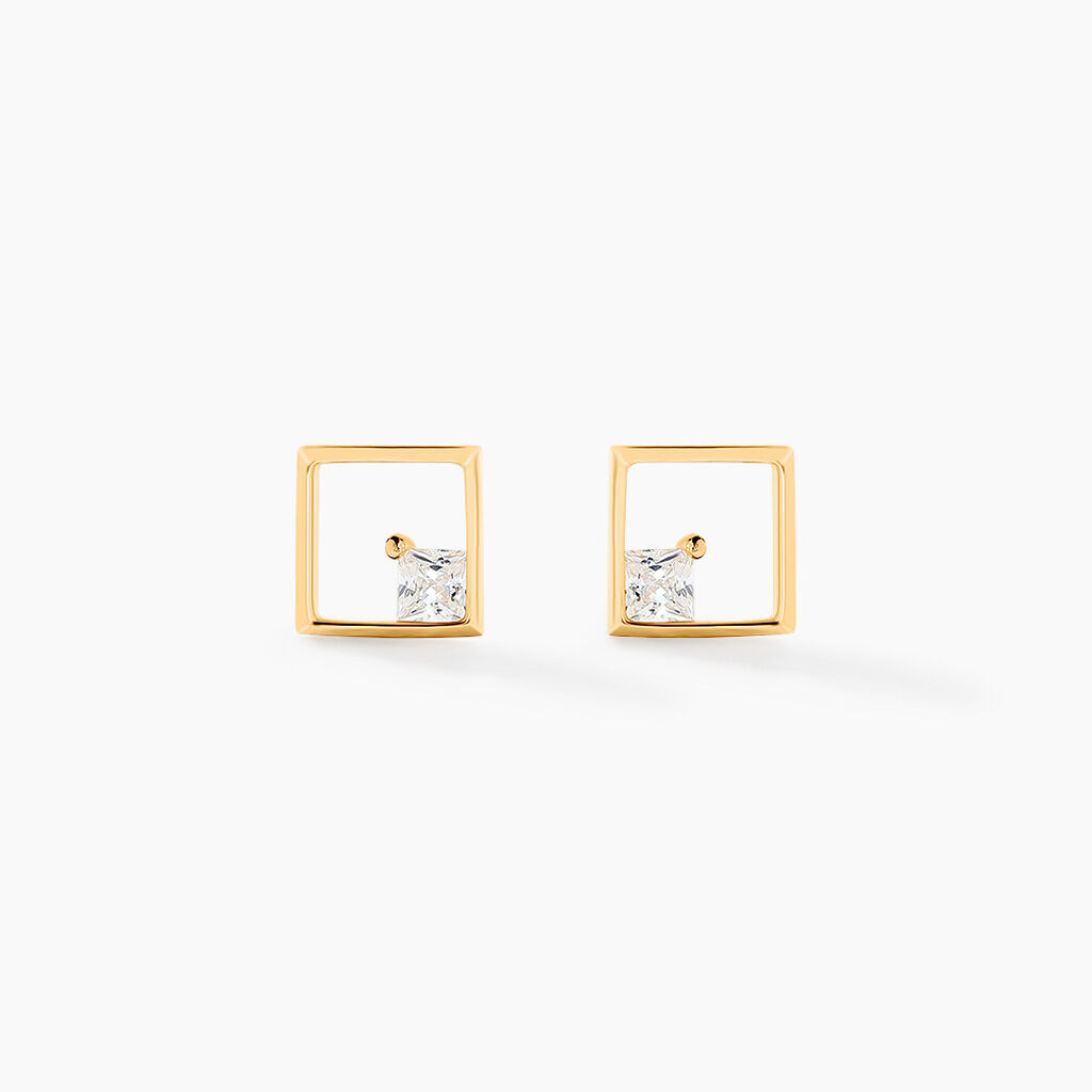 Boucles D’oreilles Puces Brent Or Jaune Oxyde De Zirconium