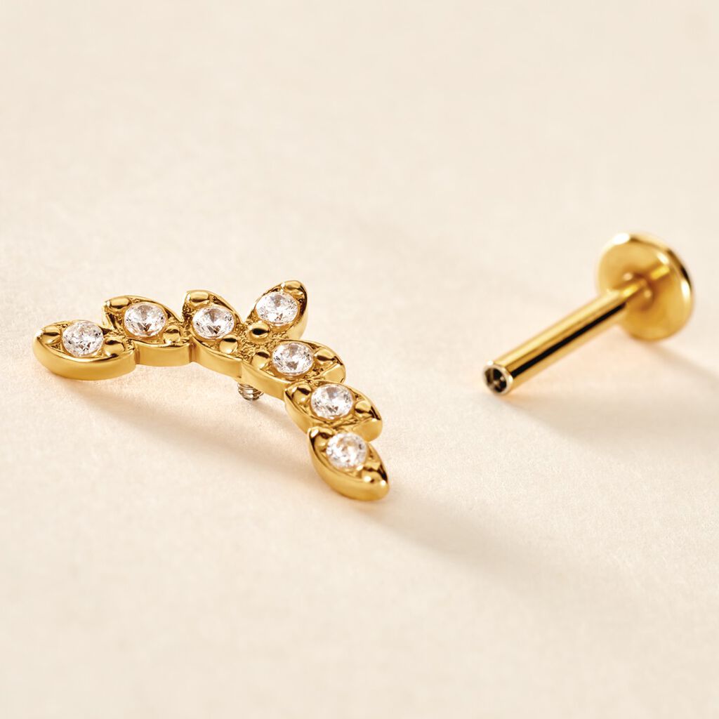 Piercing D'h&eacute;lix Annecy Acier Jaune Cristal - Boucles d'oreilles fantaisie Femme | Histoire d&rsquo;Or