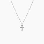 Pendentif Bathilde Croix Striee Or Blanc - Pendentifs Bapt&ecirc;me Famille | Histoire d&rsquo;Or