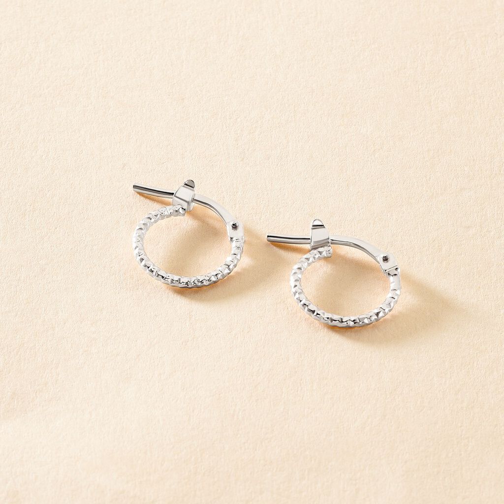 Créoles Valentine Argent Blanc - Boucles d'oreilles créoles Femme | Histoire d’Or