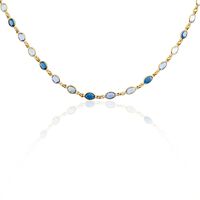 Collier Ilvaae Plaqué Or Pierre De Synthèse Bleue