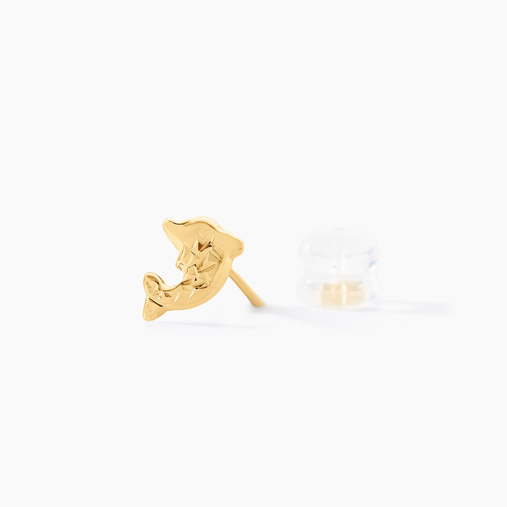 Boucles D'oreilles Puces Arisaema Dauphin Or Jaune - Clous d'oreilles Enfant | Histoire d&rsquo;Or